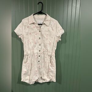 Celebrity Pink White Floral Button-Up Romper